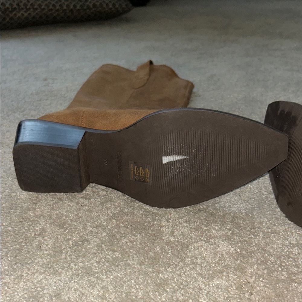 Bianco Beige Brown Heeled Suede Boots with Classic Design Size 39 - Picture 7 of 8